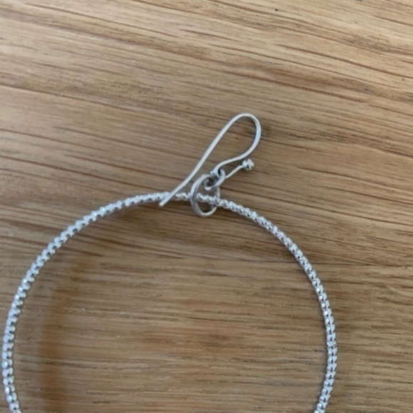 Silver Hoop Earrings with dangling design - Picture 6 of 7